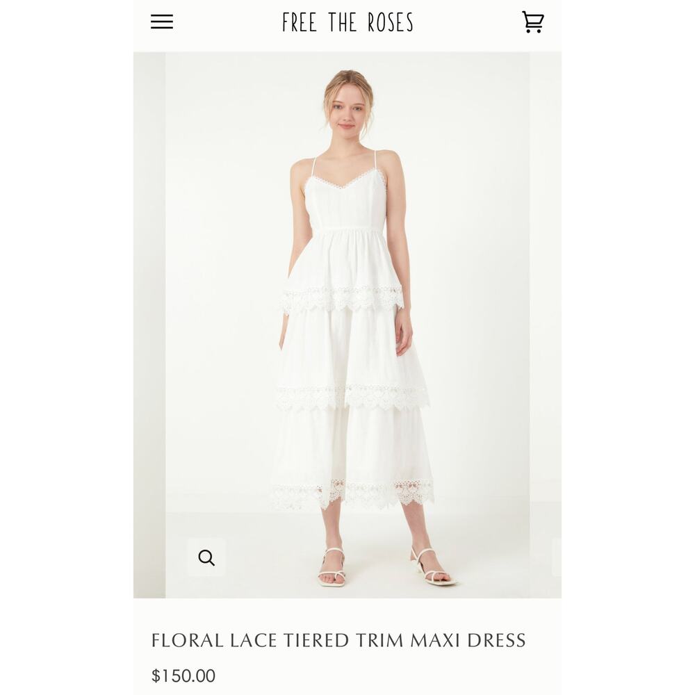 NWT Free The Roses White Boho Maxi Dress Size Small $150 MSRP